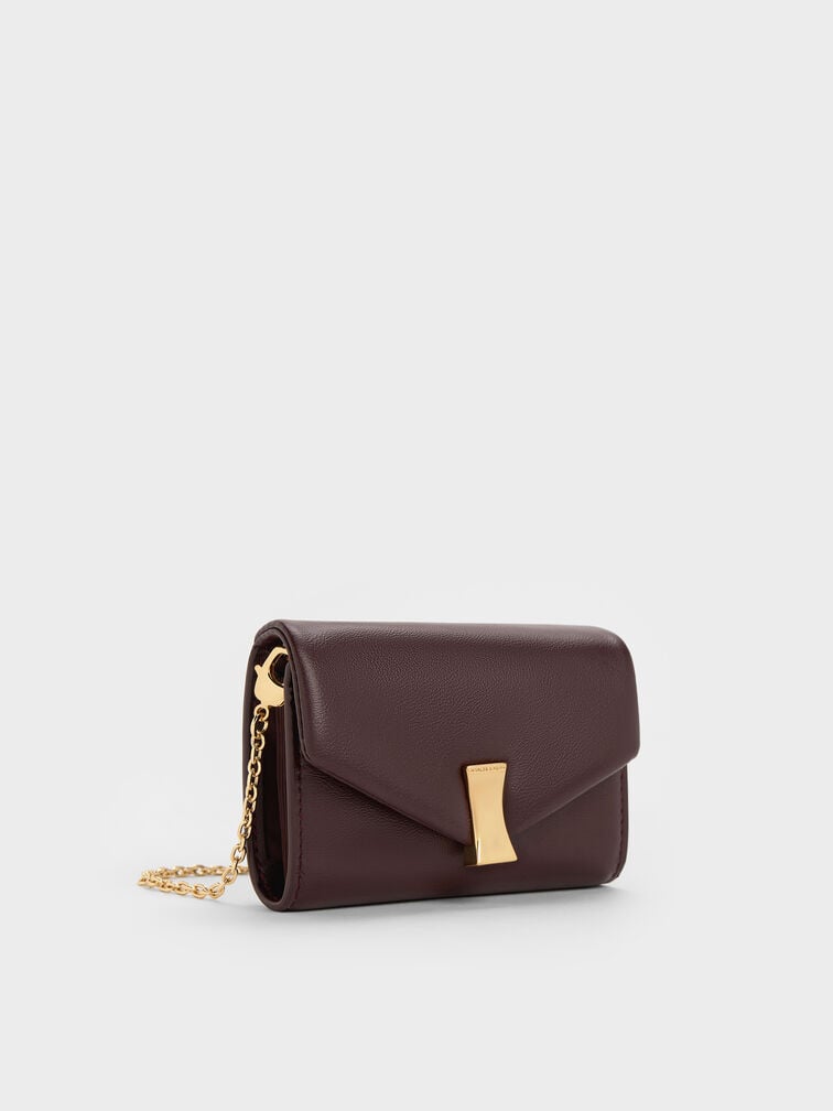 Lilibet Metallic-Accent Chain-Strap Wallet, Plum, hi-res