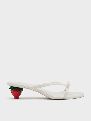Sonali Bow Strawberry-Heel Mules, White, hi-res