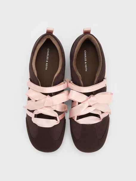 Silko Faux Suede Mary Jane Sneakers, Dark Brown Textured, hi-res