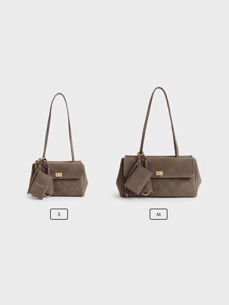 Apfra Quilted Elongated Shoulder Bag, Stone Grey, hi-res