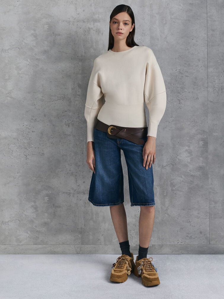 Yunna Suede & Faux Shearling Chunky Sneakers, Brown, hi-res