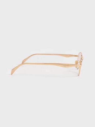Celestia Crystal-Accent Oval Sunglasses, Gold, hi-res