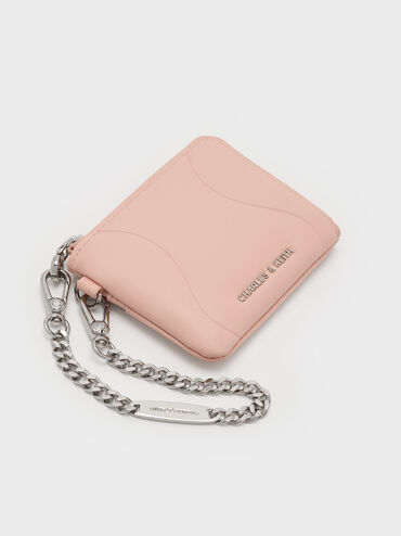 Nelly Wavy-Panel Chain-Strap Wristlet, Light Pink, hi-res