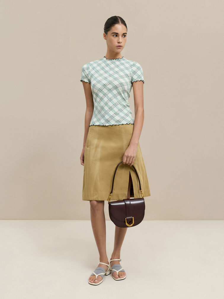 Gabine Leather Saddle Bag, Plum, hi-res