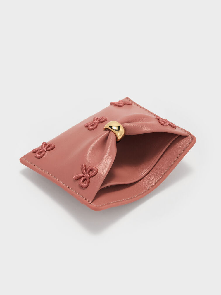 Halsey Embroidered Ruched Card Holder, Blush Pink, hi-res
