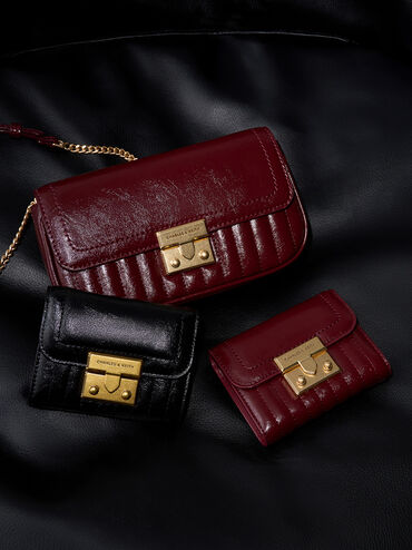 Donna Crinkle-Effect Wallet, Black, hi-res