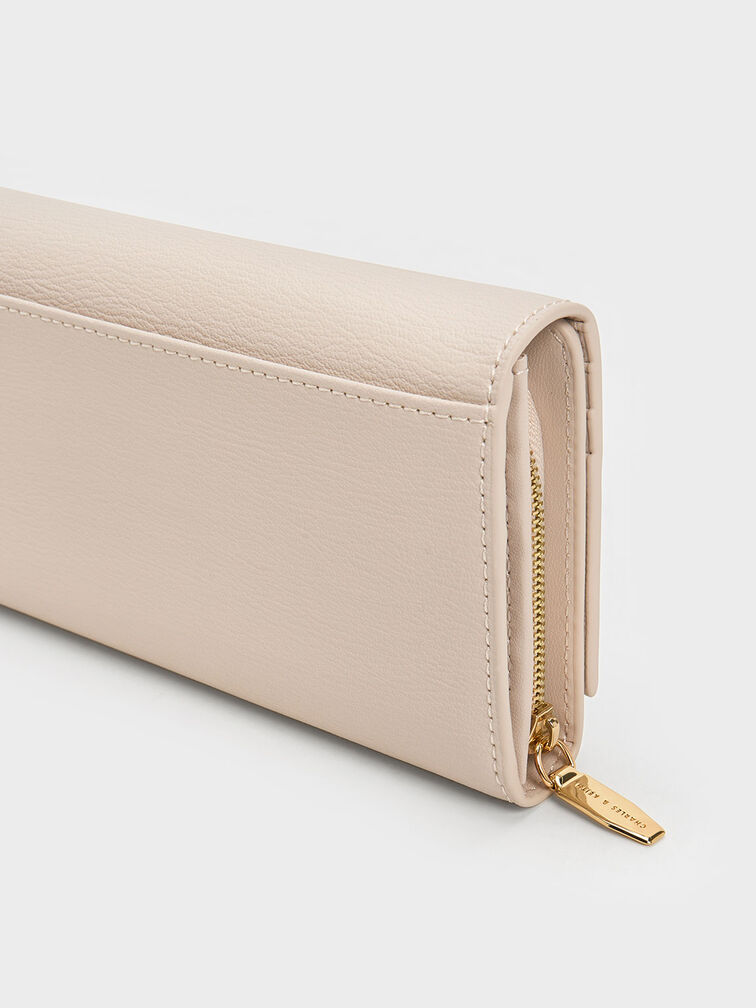 Muriel Front Flap Long Wallet, Oat, hi-res