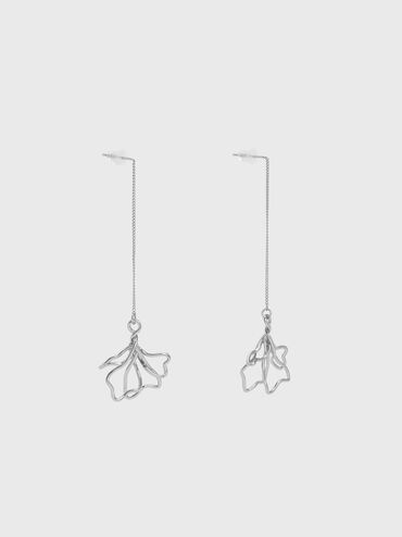 Fernley Flower Chain Drop Earrings, Silver, hi-res