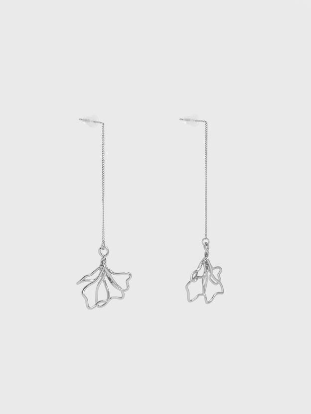 Fernley Flower Chain Drop Earrings, Silver, hi-res