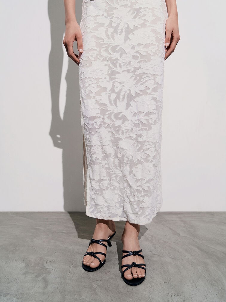 Rose Strappy Slant-Heel Mules, Black, hi-res