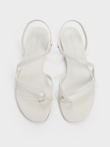 Arden Wavy Strappy Toe-Ring Flat Slingback Sandals, Chalk, hi-res