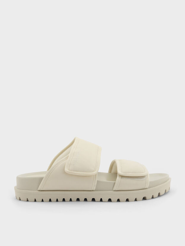 Nylon Double-Strap Flatform Sandals, Chalk, hi-res
