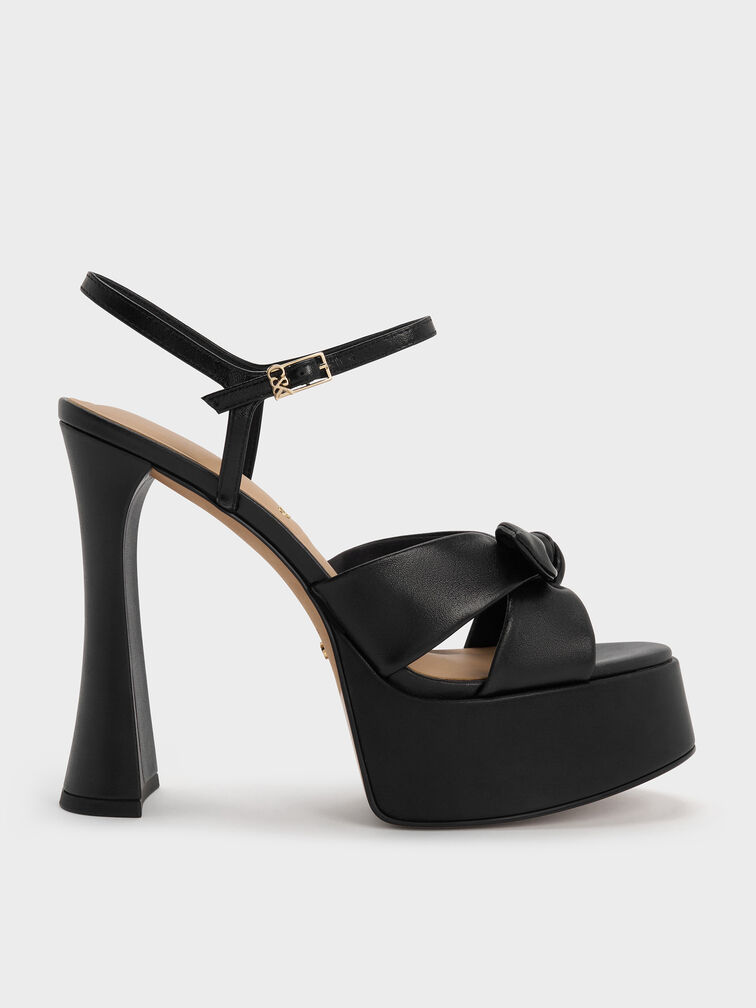 Jayce Leather Platform Sandals, Black, hi-res