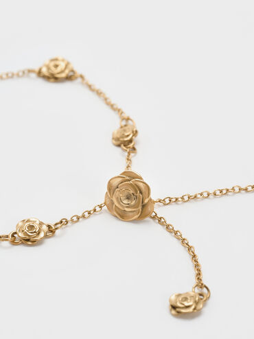 Rosalind Flower-Motif Bracelet, Brush Gold, hi-res