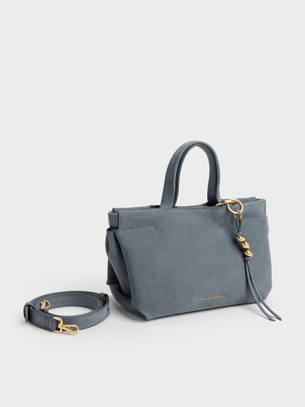 Mini Zephyr Tassel Tote Bag, Smoky Blue, hi-res