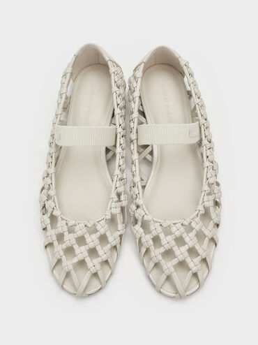 Woven Mary Jane Flats, Chalk, hi-res