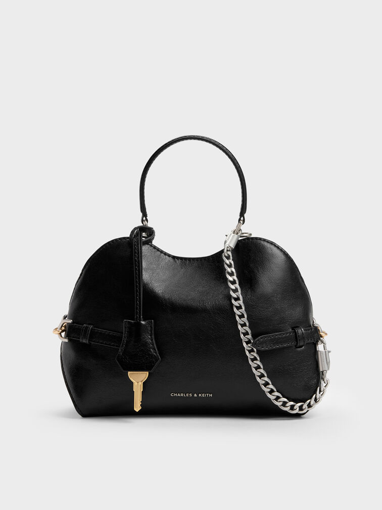Delfina Chain Side-Belt Tote Bag, Noir, hi-res