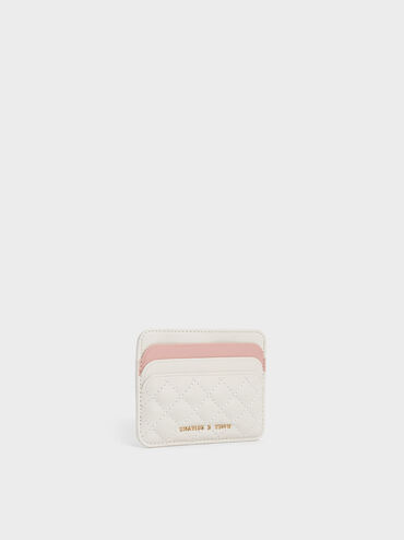 Cleo Two-Tone Quilted Card Holder, Cream, hi-res