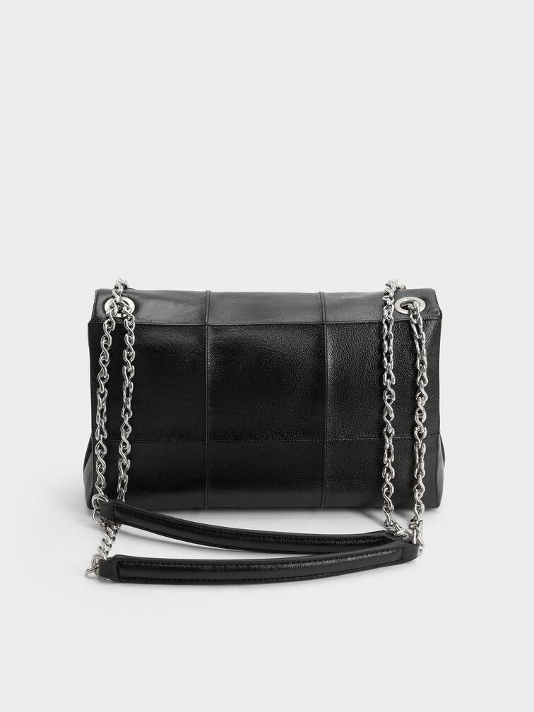 Delfina Quilted Chain-Strap Shoulder Bag, Black, hi-res