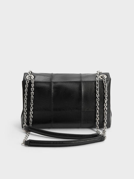 Delfina Quilted Chain-Strap Shoulder Bag, Black, hi-res