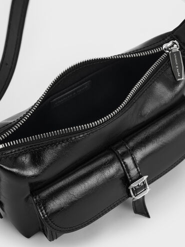 Bryna Belted Shoulder Bag, Noir, hi-res