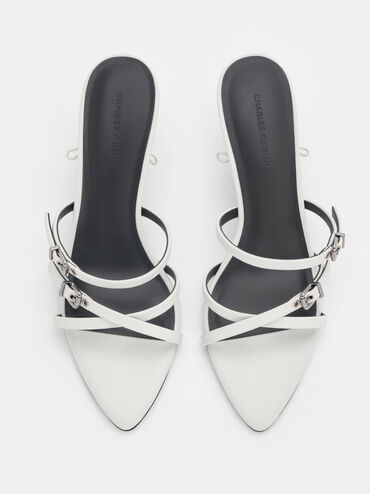 Amaliya Pointed Strappy Heeled Sandals, White, hi-res