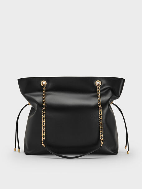 Arya Braided-Strap Double-Handle Tote Bag, Black, hi-res