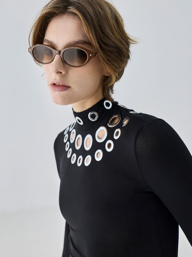 Pecola Oval Sunglasses, Pecan Brown, hi-res