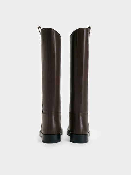 Kallie Leather Knee-High Boots, Dark Brown, hi-res