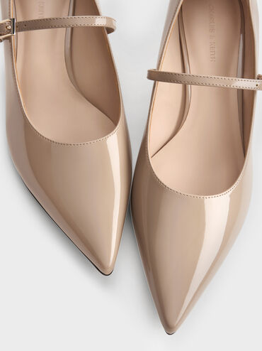 Luciana Patent Mary Jane Pumps, Taupe, hi-res