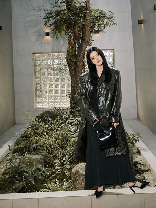 Gabine Leather Belted Bucket Bag, Noir, hi-res