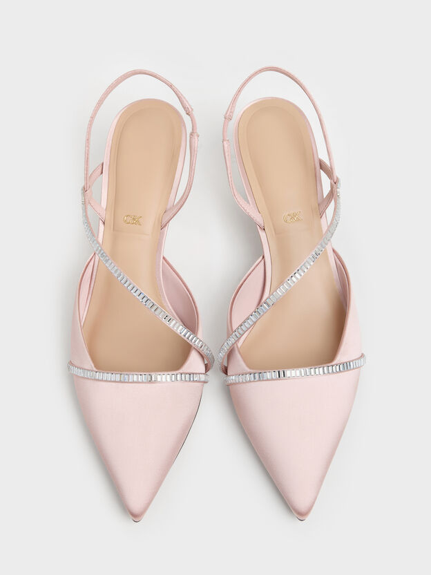 Gem Slingback Kitten Heels, Pink, hi-res