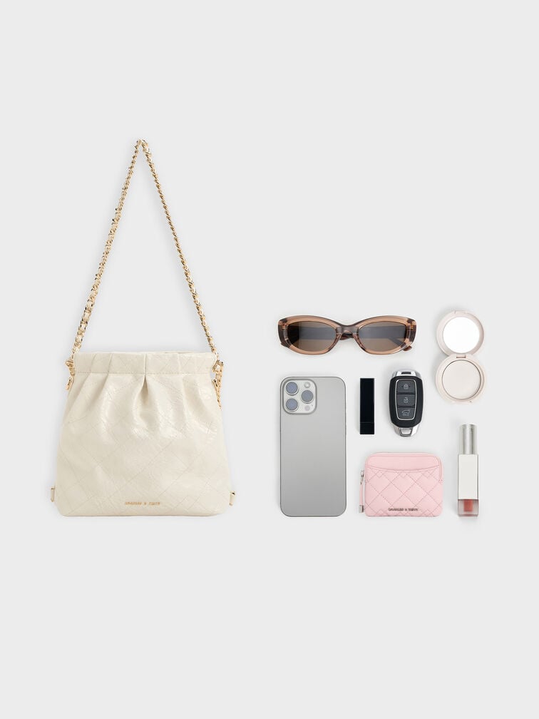 Duo Chain-Handle Two-Way Backpack, Cream, hi-res