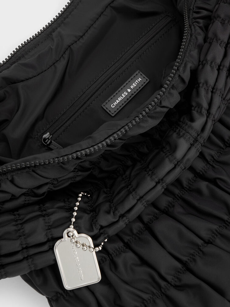 Klio Nylon Ruched Crossbody Bag, Noir, hi-res