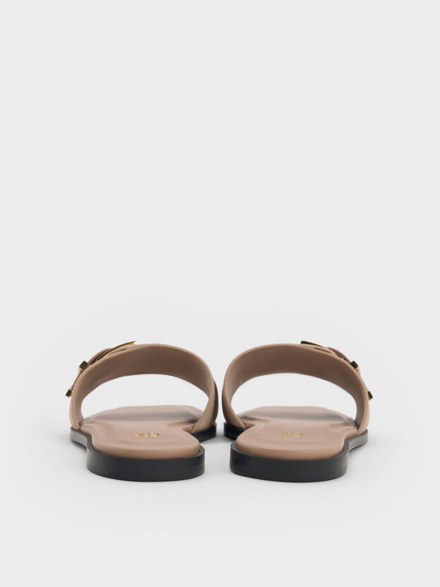 Whitney Suede & Leather Slide Sandals, Taupe, hi-res