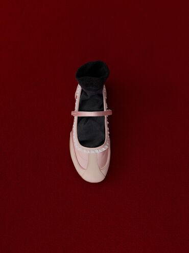 Louise Lace-Trim Mary Jane Sneakers, Light Pink, hi-res