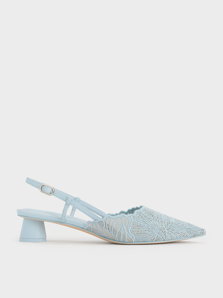 Meja Floral Pointed-Toe Slingback Pumps, Blue, hi-res