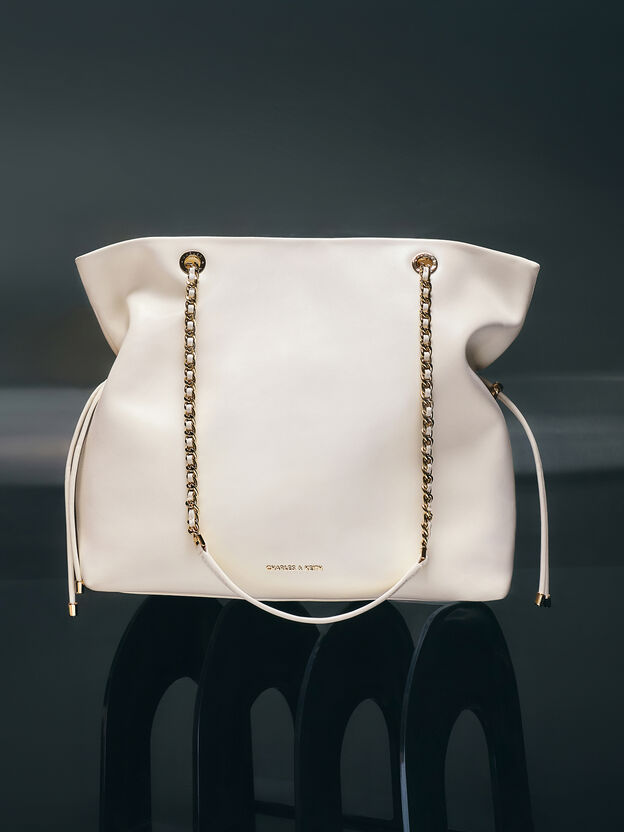 Arya Braided-Chain Tote Bag, Cream, hi-res