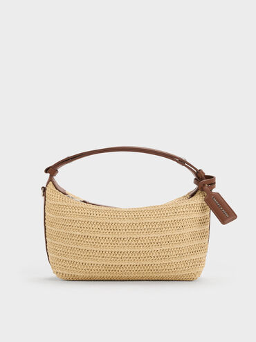 Ivette Raffia Woven Shoulder Bag, Multi, hi-res