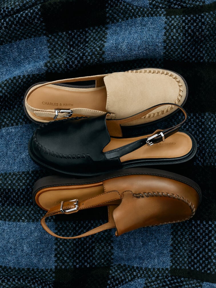 Gale Slingback Loafers, Black, hi-res