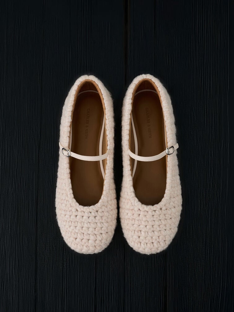 Crochet Mary Jane Flats, Chalk, hi-res