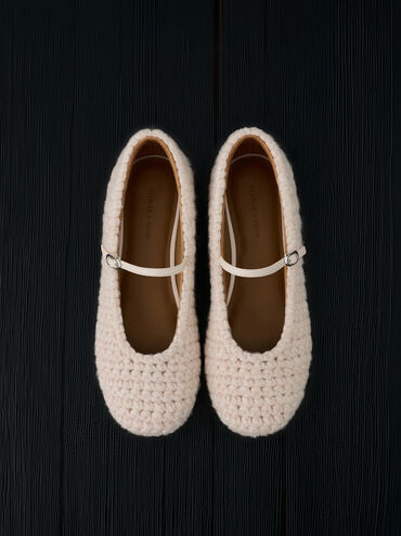Crochet Mary Jane Flats, Chalk, hi-res