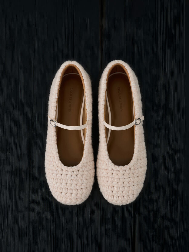 Crochet Mary Jane Flats, Chalk, hi-res
