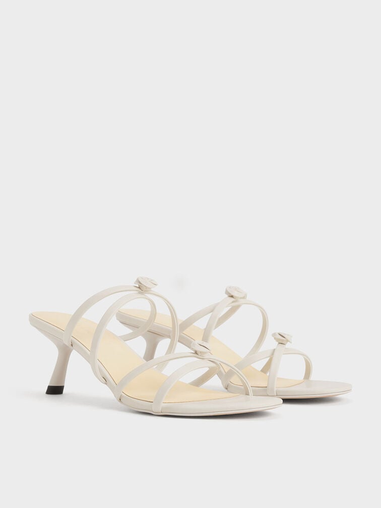 Rose Strappy Slant-Heel Mules, Butter, hi-res