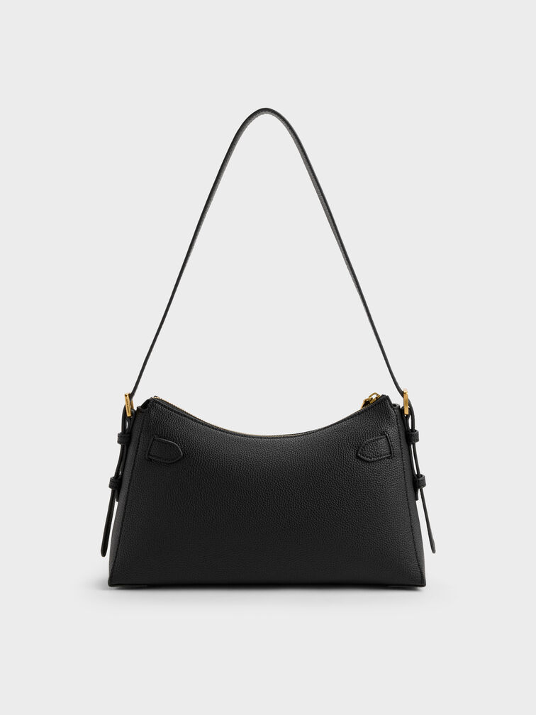 Dinora Belted Shoulder Bag, Black, hi-res