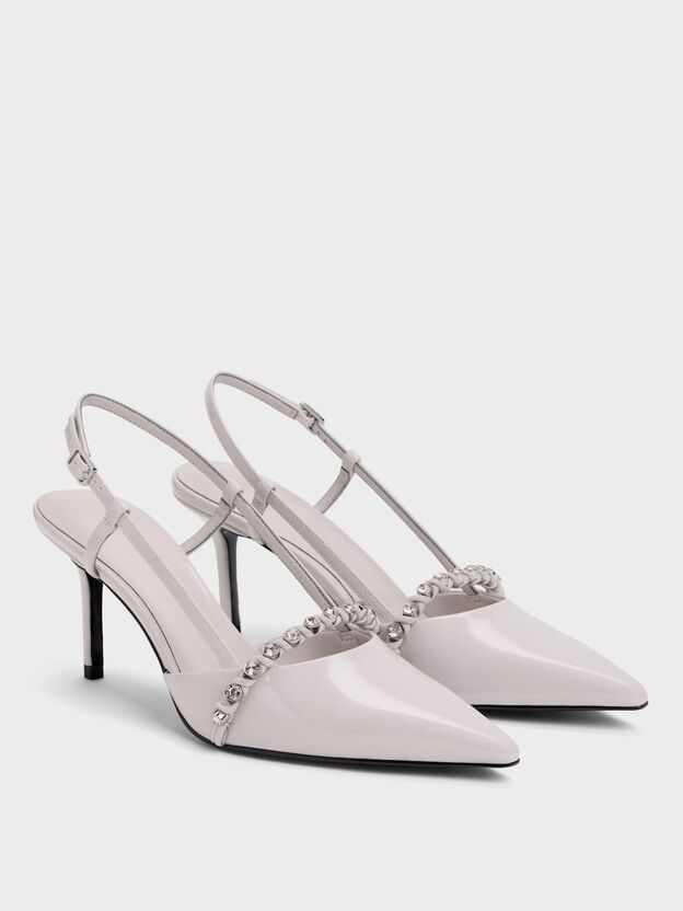 Patent Crystal Slingback Pumps, Lilac, hi-res