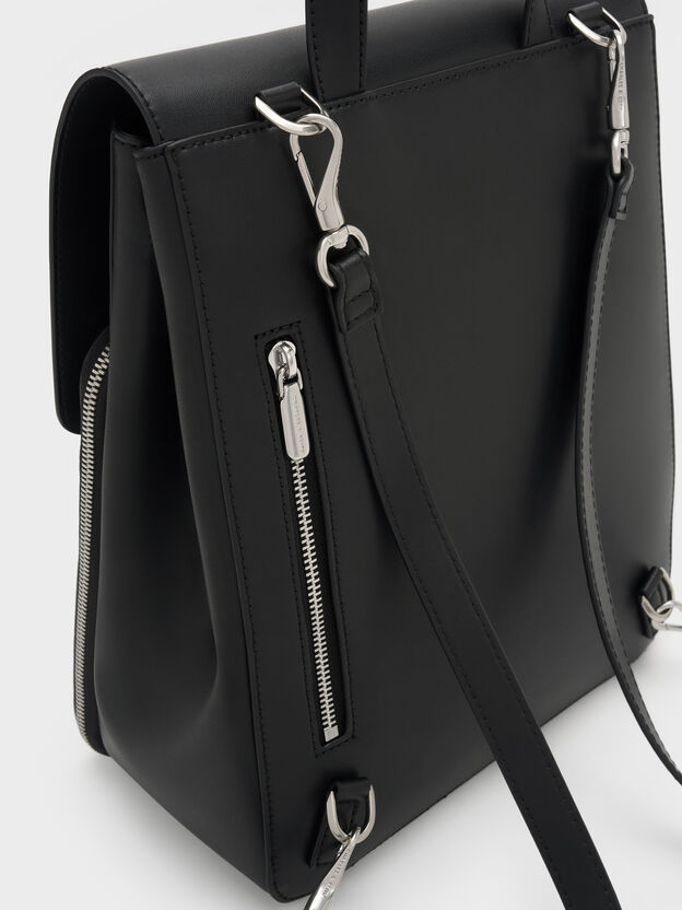 Octavia Front-Flap Backpack, Noir, hi-res