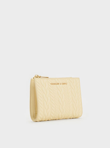 Apolline Textured Top-Zip Wallet, Butter Yellow, hi-res