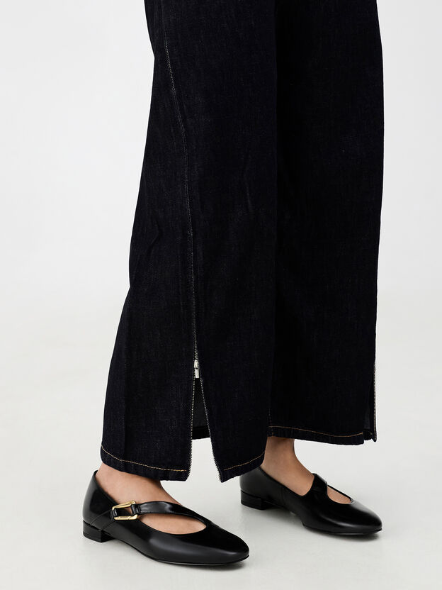 Daena Leather Asymmetric-Strap Mary Janes, Black Box, hi-res