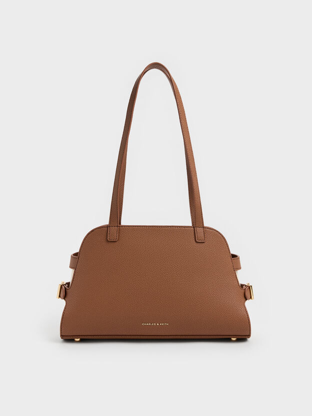 Aubrielle Belted Shoulder Bag, Chocolate, hi-res
